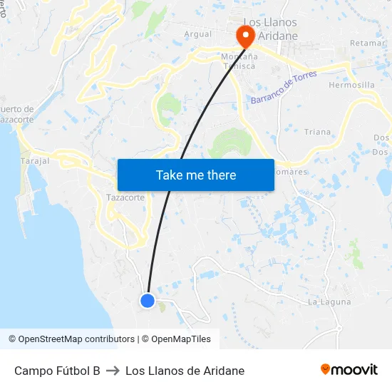 Campo Fútbol B to Los Llanos de Aridane map
