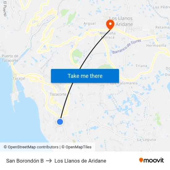 San Borondón B to Los Llanos de Aridane map