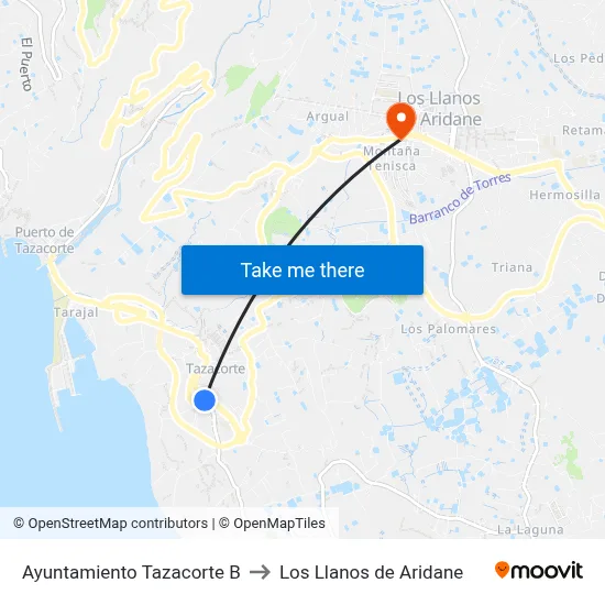 Ayuntamiento Tazacorte B to Los Llanos de Aridane map