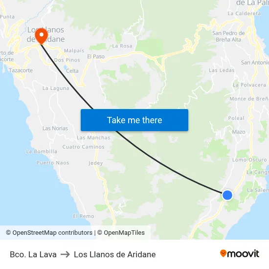 Bco. La Lava to Los Llanos de Aridane map