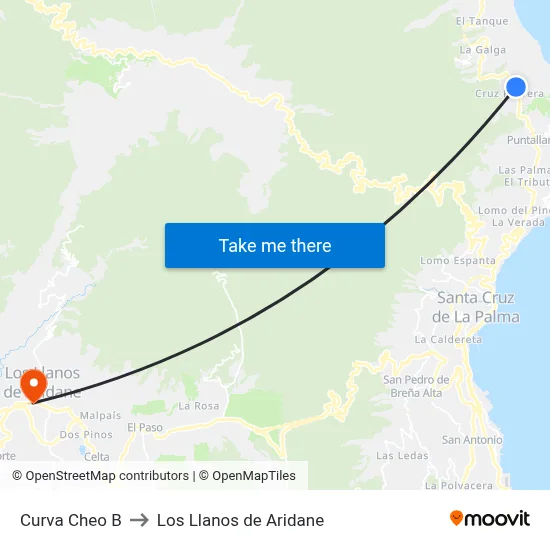 Curva Cheo B to Los Llanos de Aridane map