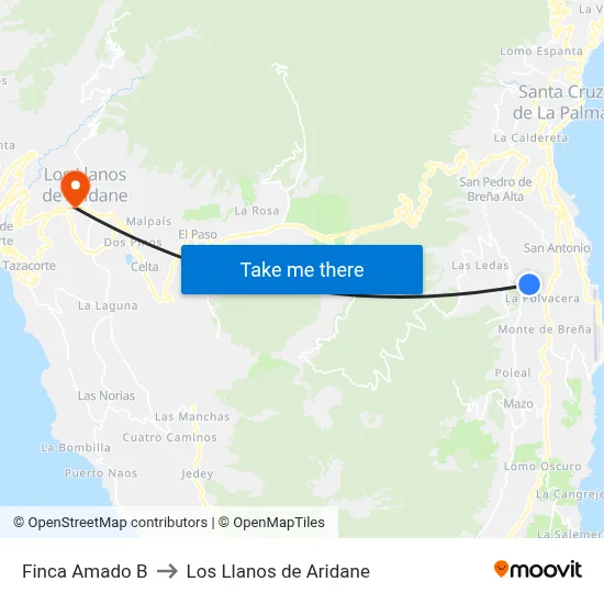 Finca Amado B to Los Llanos de Aridane map