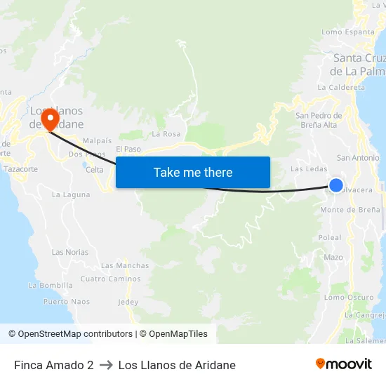 Finca Amado 2 to Los Llanos de Aridane map