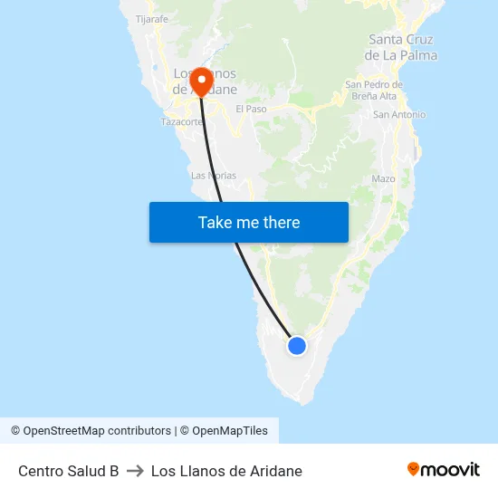 Centro Salud B to Los Llanos de Aridane map