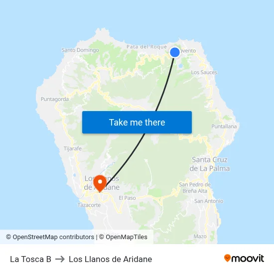 La Tosca B to Los Llanos de Aridane map