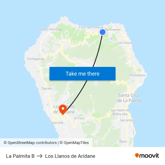 La Palmita B to Los Llanos de Aridane map