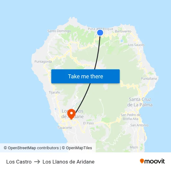 Los Castro to Los Llanos de Aridane map