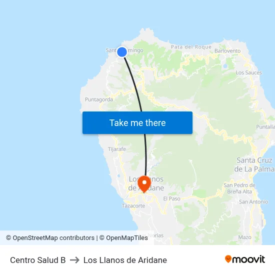 Centro Salud B to Los Llanos de Aridane map
