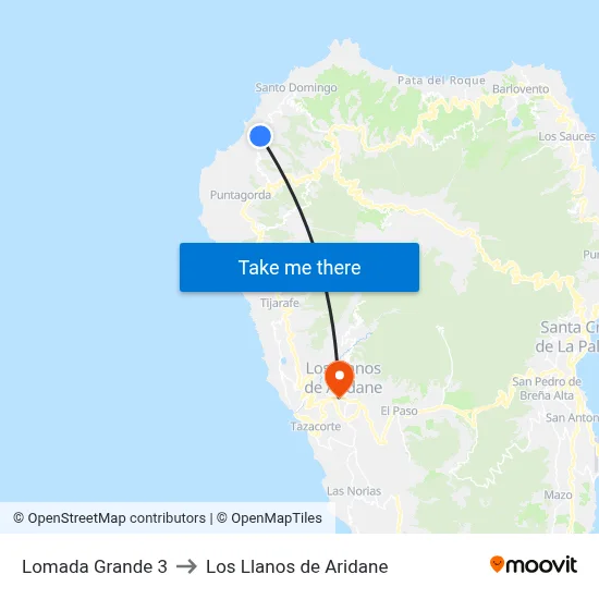 Lomada Grande 3 to Los Llanos de Aridane map