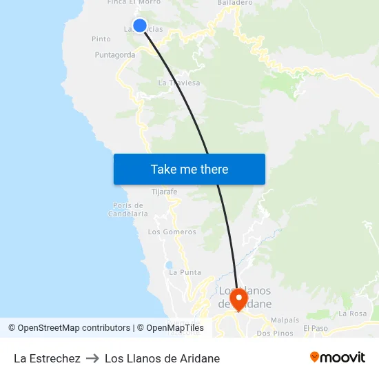 La Estrechez to Los Llanos de Aridane map