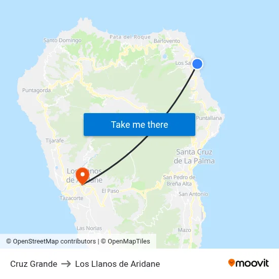 Cruz Grande to Los Llanos de Aridane map