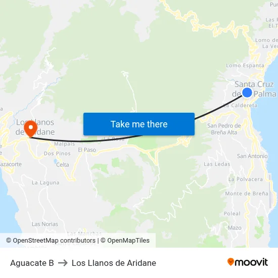 Aguacate B to Los Llanos de Aridane map
