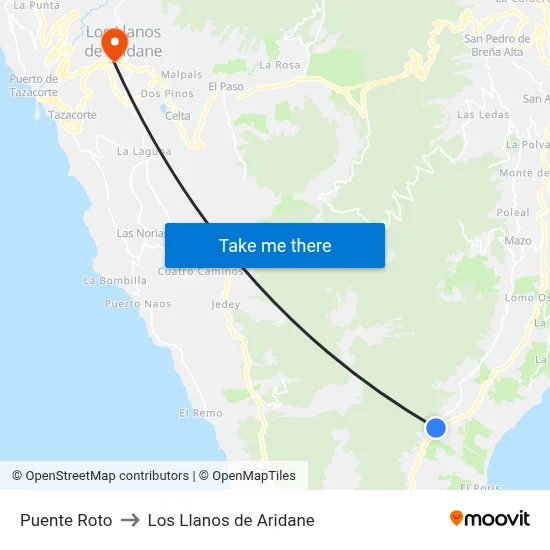 Puente Roto to Los Llanos de Aridane map