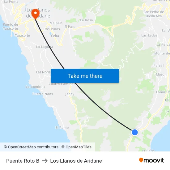 Puente Roto B to Los Llanos de Aridane map