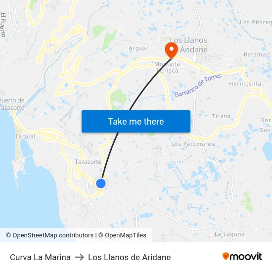 Curva La Marina to Los Llanos de Aridane map