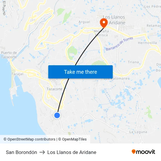 San Borondón to Los Llanos de Aridane map