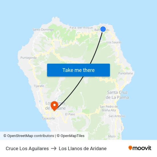 Cruce Los Aguilares to Los Llanos de Aridane map