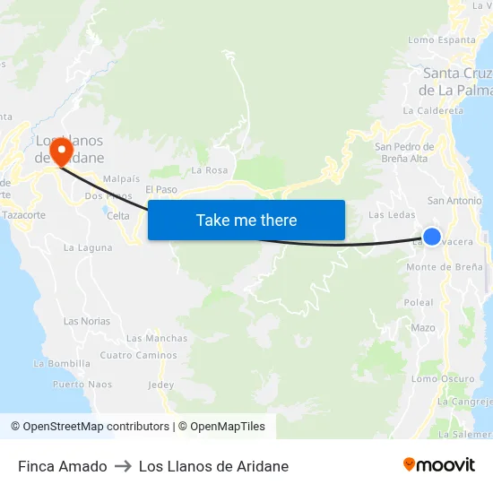 Finca Amado to Los Llanos de Aridane map
