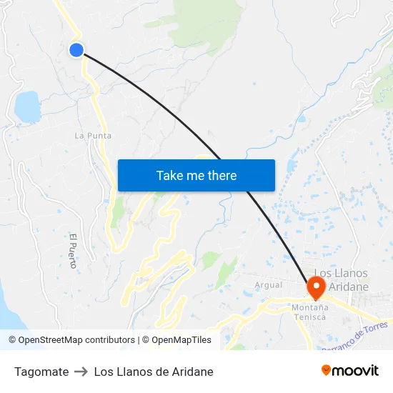 Tagomate to Los Llanos de Aridane map