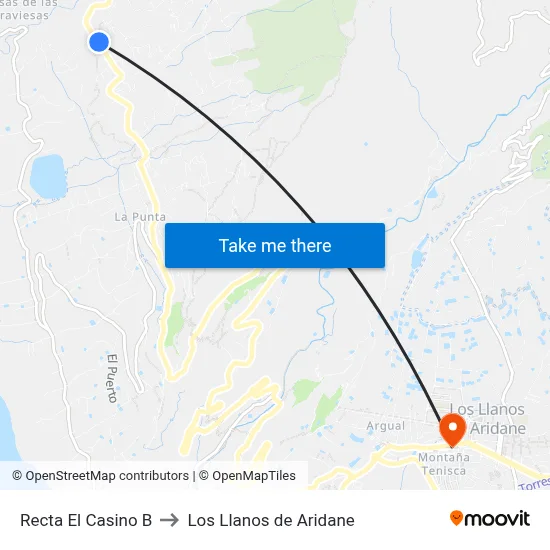 Recta El Casino B to Los Llanos de Aridane map