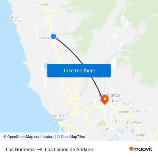 Los Gomeros to Los Llanos de Aridane map