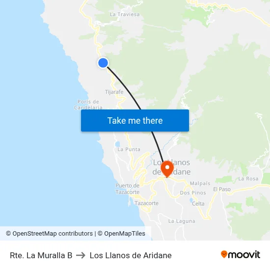 Rte. La Muralla B to Los Llanos de Aridane map