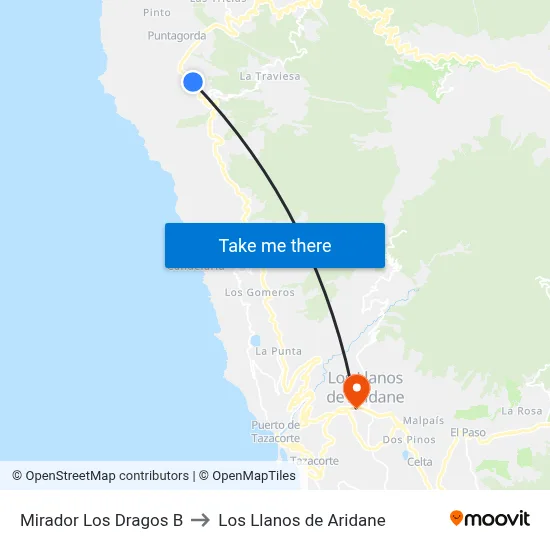 Mirador Los Dragos B to Los Llanos de Aridane map