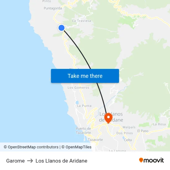 Garome to Los Llanos de Aridane map