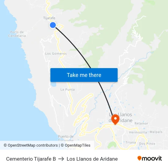 Cementerio Tijarafe B to Los Llanos de Aridane map
