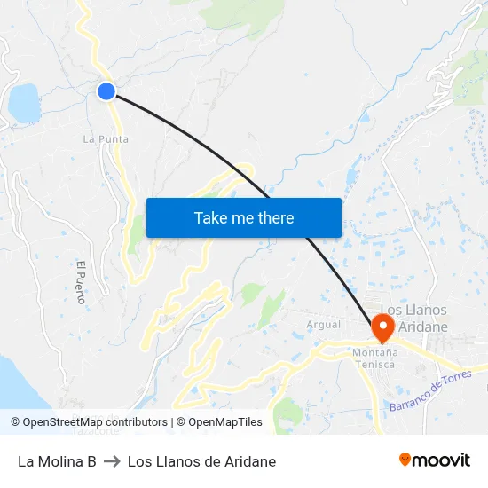 La Molina B to Los Llanos de Aridane map