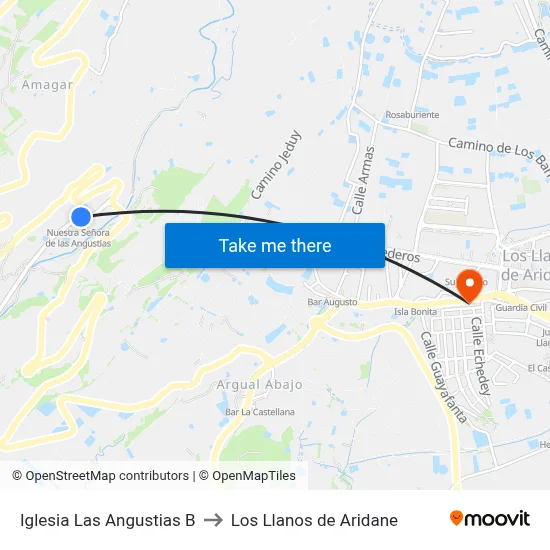 Iglesia Las Angustias B to Los Llanos de Aridane map