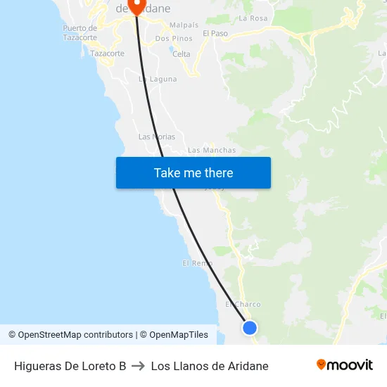 Higueras De Loreto B to Los Llanos de Aridane map
