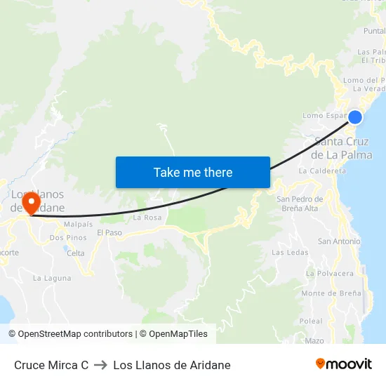 Cruce Mirca C to Los Llanos de Aridane map