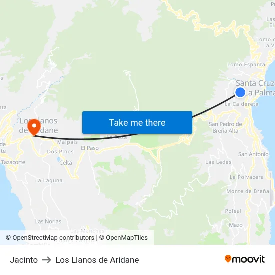 Jacinto to Los Llanos de Aridane map