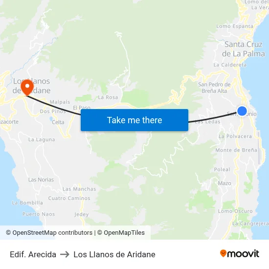 Edif. Arecida to Los Llanos de Aridane map