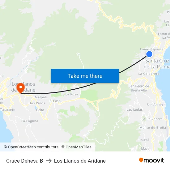 Cruce Dehesa B to Los Llanos de Aridane map