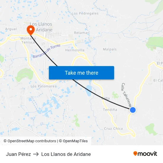 Juan Pérez to Los Llanos de Aridane map