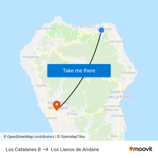 Los Catalanes B to Los Llanos de Aridane map