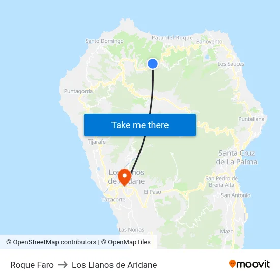 Roque Faro to Los Llanos de Aridane map