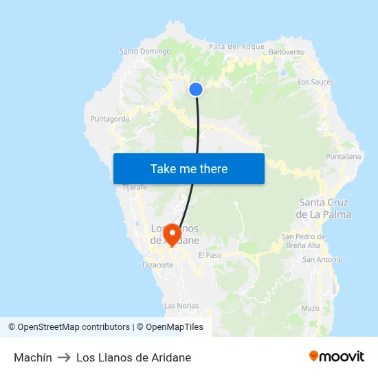 Machín to Los Llanos de Aridane map