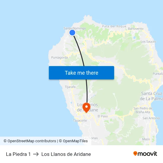 La Piedra 1 to Los Llanos de Aridane map