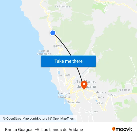 Bar La Guagua to Los Llanos de Aridane map