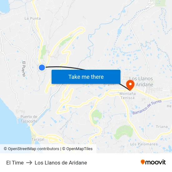 El Time to Los Llanos de Aridane map
