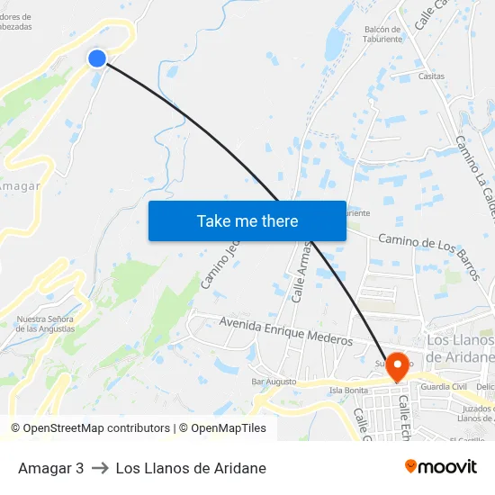 Amagar 3 to Los Llanos de Aridane map