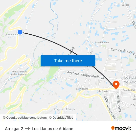 Amagar 2 to Los Llanos de Aridane map