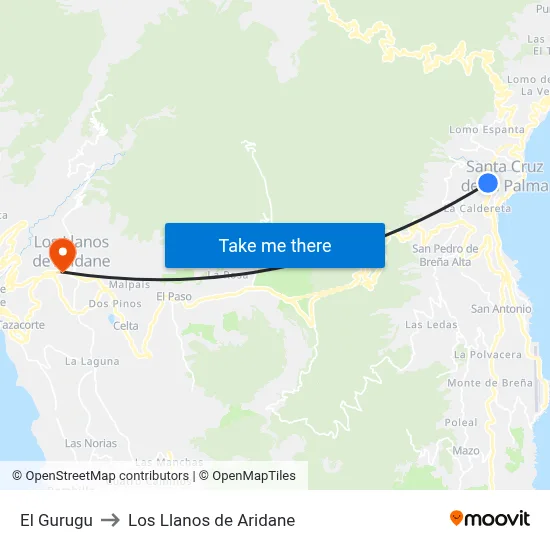El Gurugu to Los Llanos de Aridane map