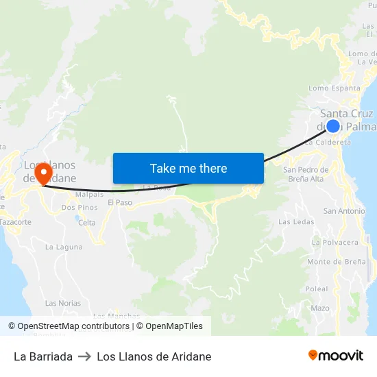 La Barriada to Los Llanos de Aridane map