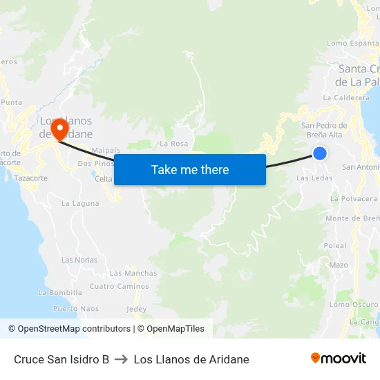Cruce San Isidro B to Los Llanos de Aridane map