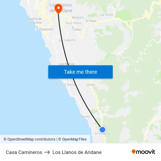 Casa Camineros to Los Llanos de Aridane map