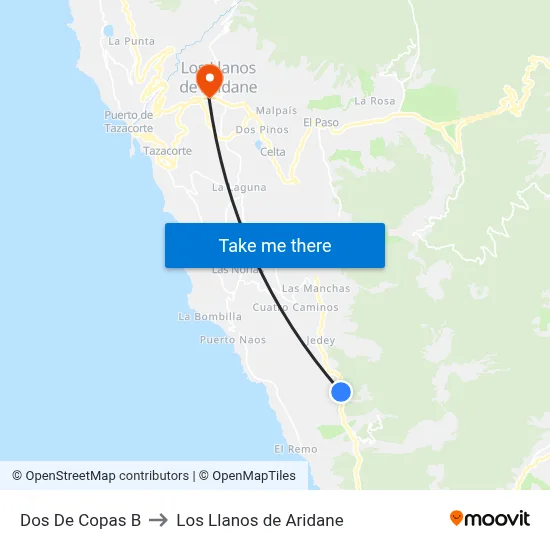 Dos De Copas B to Los Llanos de Aridane map